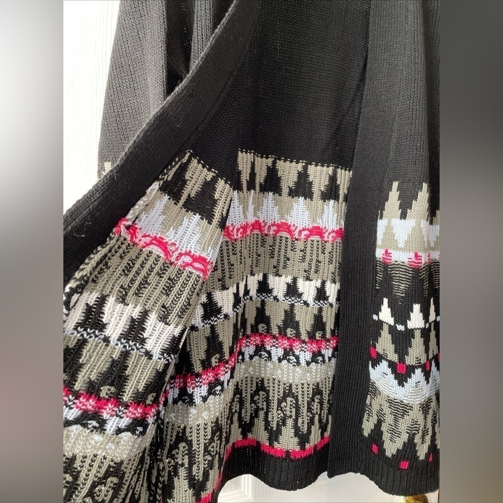 New Charlotte Russe M Black Open Cardigan Geometric Midi Sweater Librariancore‎ - Picture 6 of 15